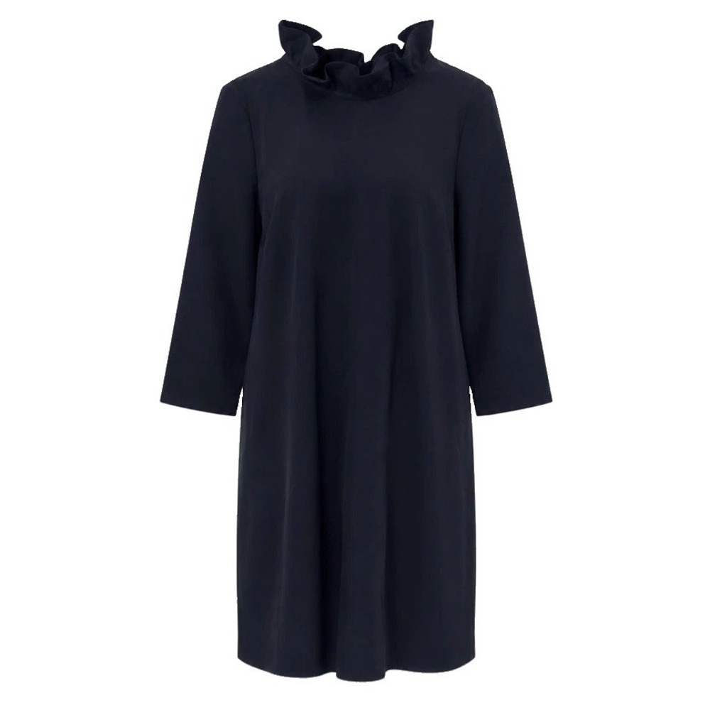 Tuckernuck Daphne Dress Women XXL Navy Blue Ruffle Neck Bow Back NWT - Picture 1 of 10